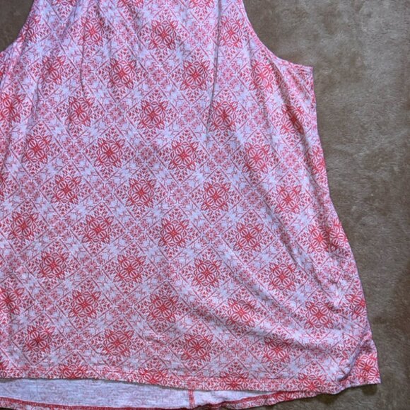 Banana Republic Women Medium Coral White Geometric Razorback Summer Tank Top (W) - Picture 2 of 6
